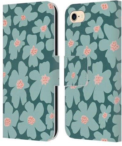 Head Case Designs Officially Licensed Gabriela Thomeu Daisy Green Retro Leather Wallet Case Compatible With Apple iPhone 7/8 / SE 2020 & 2022