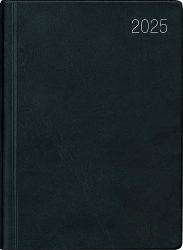 Zettler - Taschenkalender 2025 schwarz, 10,2x14,2cm, Taschenplaner mit 400 Seiten im flexiblem Kunststoffeinband, 7 Tage auf 6 Seiten, Tages- und Wochenzählung und internationales Kalendarium
