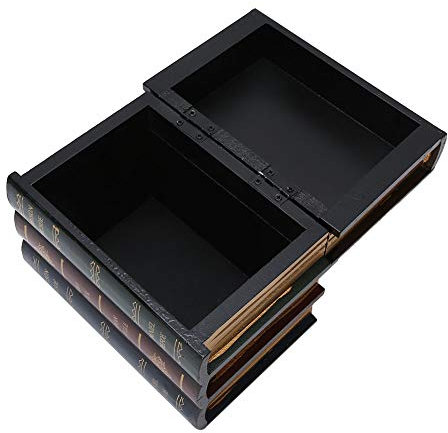 Qcwwy Holzbox in Buchform im Vintage-Stil zur Schmuckaufbewahrung, Heimdekoration, Requisiten, Büroornamente mit handgefertigter handbemalter Oberfläche, Qcwwyv1phgx8r97