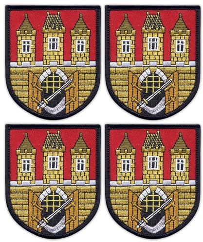 4er-Set – Wappen Prag – Aufnäher – bestickter Aufnäher / Abzeichen / Emblem