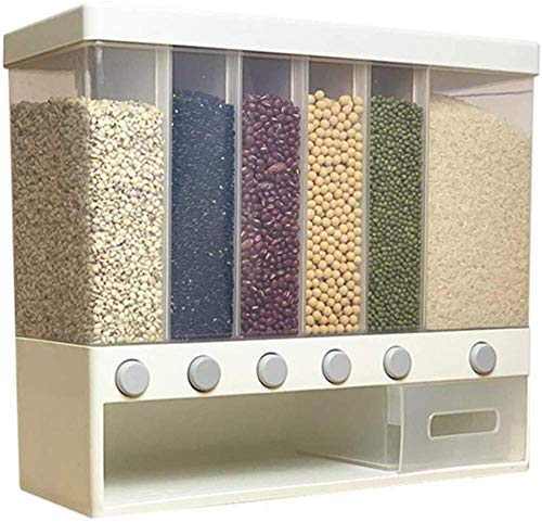 Cereal Dispenser Wall Mounted Dry Food Dispenser Multi Compartment Rice Bucket Automatic Storage Box Container
