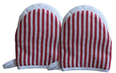 PRIZOM Striped Pattern Duck-Bill Microwave Oven Gloves for Baking,Insulation Gloves,Oven Mit,Red 14 X 18cm