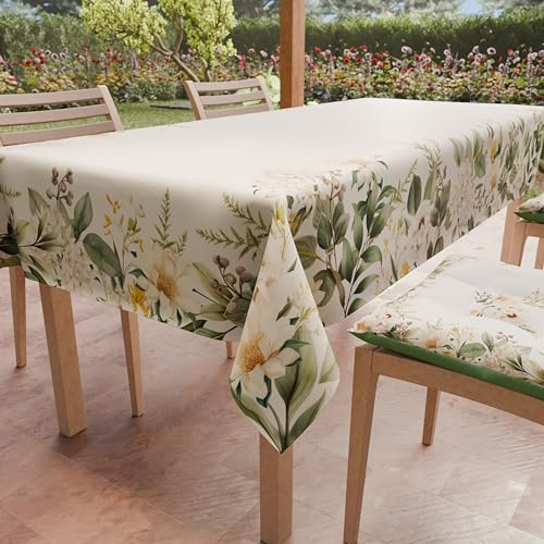 PETTI ARTIGIANI ITALIANI - Mantel Antimanchas Rectangular (140 x 240 cm) Protector de Mesa de Cocina, Diseño Botanical, 12 Plazas, 100% Fabricado en Italia