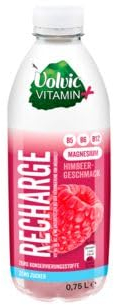Volvic Vitamin+ Recharge Himbeere – Erfrischungsgetränk mit Magnesium und Vitaminen – Ohne Zucker und ohne Kalorien – 6 x 0,75 l