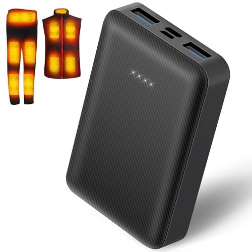 10000mAh Powerbank für Heizweste, Jacke, Hose, Mantel und Unterwäsche, Ersatzakku für 5V2A Beheizbare Kleidung