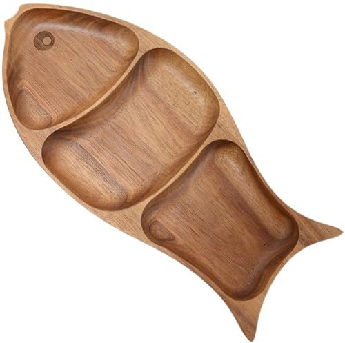 Glixoft Obstteller in Fischform Aus Holz, Salatteller, Küchenteller, Teller, Küchendekorationen Für Zuhause Und Restaurant
