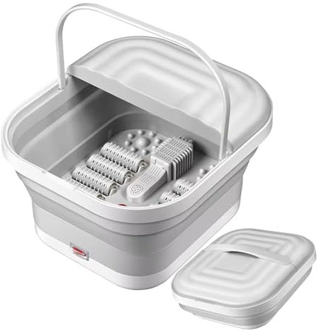 Foot Bath Bowl - Foot Bowl Soak | Foot Basin | Foot Spa | Folding Foot Tub | Electric Foot Soaking Tub | Red Light Daily Relaxation Roller Massager Foot Bath Tub for Pedicure and Massage