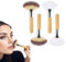 ZEYIYER 4 Pcs Facial Brushes Soft Fan Brush Foundation Brush Makeup Mask Applicator with Wooden Handle, Face Makeup Brushes Portable Cosmetic Brush for Loose Powder Highlighting Blush