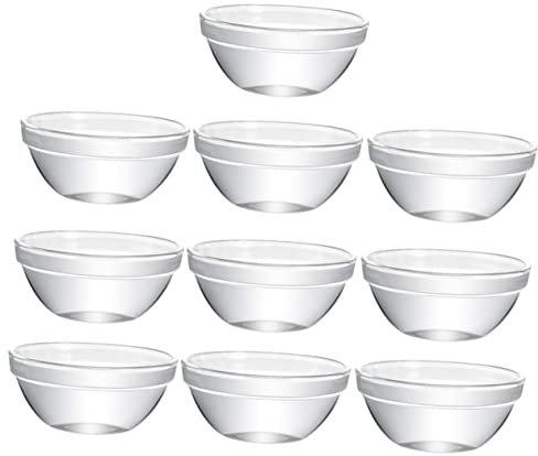 Cabilock Lot De 10 Petits Bols En Verre Résistant à Haute Température Ramequins Transparents Empilables 45ml Bols Alimentaires Polyvalents Pour Desserts, Salades Et Puddings