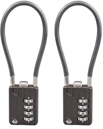 4 Digit Cable Combination Locks 7.1 inches Bold Cable for School Gym Locker,Helmet,Filing Cabinets,Toolbox,Luggage Suitcase,knapsack,Black 2Pack