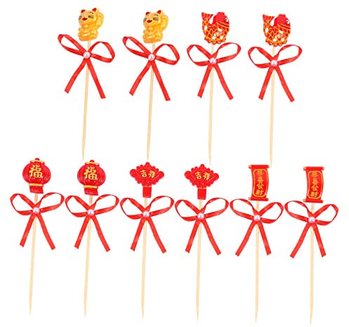 PRETYZOOM 2 Theme-Plugin chinesisches neujahr reiskuchen lampion lanternstab felicios Traktor-Party-Dekorationen Bagger-Geburtstagsdekorationen Liner Dessert-Requisite Partyzubehör Harz rot