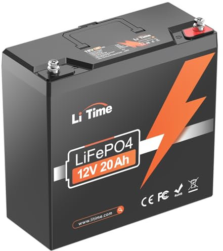LiTime 12V 20Ah LiFePO4 Batterie, Lithium Akku eingebautes 20A BMS, 4000+ tiefe Zyklen, Niedrigtemperaturschutz für Fischfinder, Licht, Spielzeug, Camping
