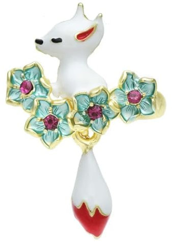 Fuchs-Brosche für Damen, weißer Fuchs, Tier, Party, Büro, Brosche, Stein Glas Stein: Emaille Glas, Kein Edelstein