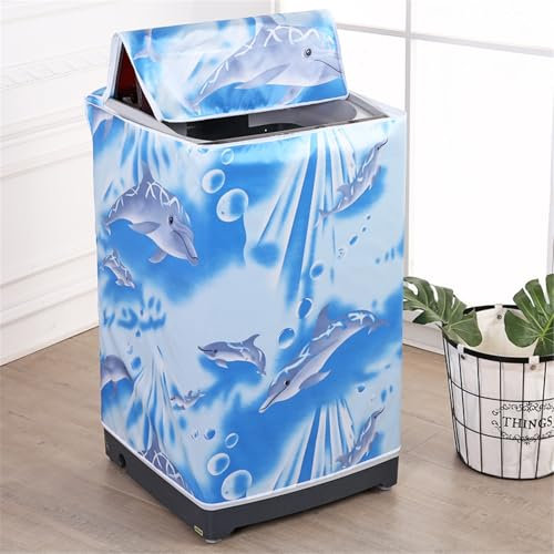 BAMFY Cubierta Lavadora Impermeable Impresión Decorar El Hogar Portátil Con Cremallera Fundas Para Lavadora Y Secadora Para Carga Superior Protector Cubierta Superior(Top opening lid 5-7kg,E)