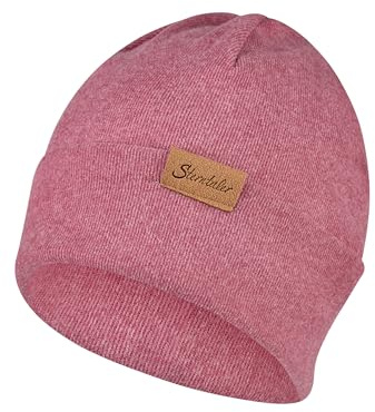 Sterntaler Beanie aus feiner Strickware - Zeitlose Unisex Mütze mit Umschlag - Verschiedene Tragevarianten - bequem und elastisch - beerenrosa, Größe 47