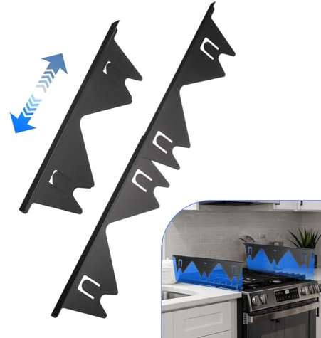 sourcing map 2 Packs Stove Gap Covers, Stainless Steel Stove Gap Filler Range Trim Kit, Adjustable Length 13.8 to 27.5 Heat Resistant Stove Guard for Kitchen Countertop, 0.79 Width, Black