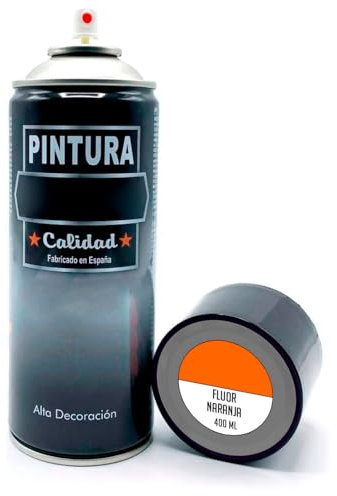 AC - Bote de Pintura en Spray - Fabricado en España - Ideal para cualquier superficie, Madera, Metal, Cartón, Piedra o Cerámica - Capacidad de 400 ML - Color Naranja Fluor