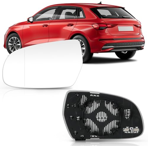 D-Lumina Kompatibel mit Audi A3 A4 S4 A5 S5 Spiegelglas Ersatz, Rückspiegel beheizbar, asphärisch mit Trägerplatte OEM: 8K0 857 535A (links)
