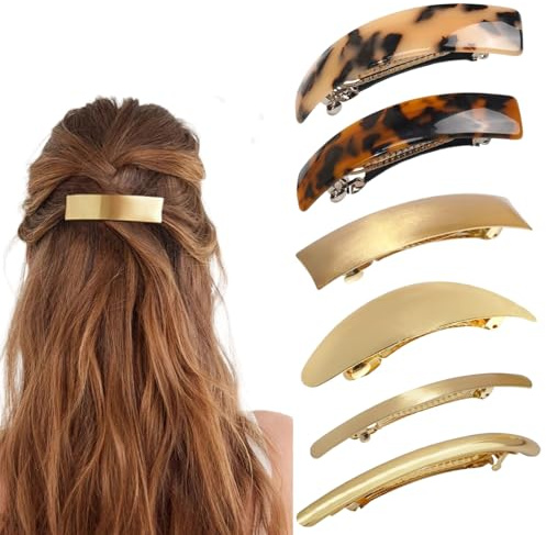 6pcs goldene Haarspangen Schildkröte Retro Französisch Clips Gold Hair Barrettes für Frauen