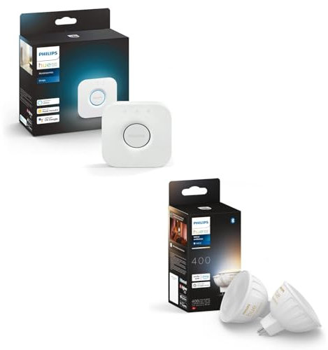 Philips Hue Kit de démarrage - GU5.3 - avec 2 spots (MR16) - 12V - Lumière blanche chaude à froide - Incl. 1 Hue Bridge - Hue White Ambiance