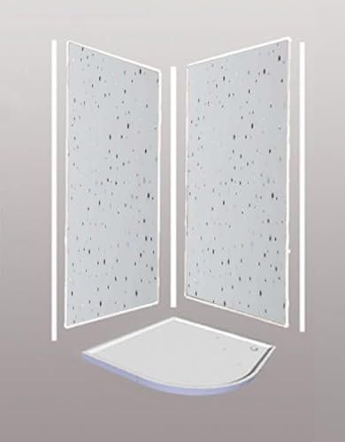 White Sparkle Bathroom Wall Panel Kit, 2-Sided with Adhesive 100% Waterproof Shower Panels Easy to Instal Kit