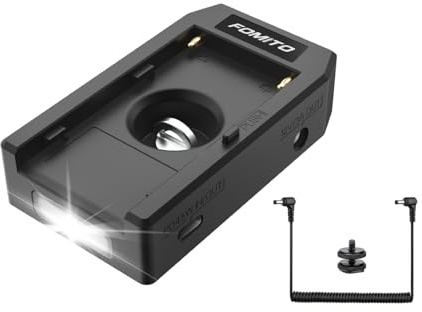 FOMITO NP-45W NP-F 970 750 550 Power Supply Plate, Universal Battery Adapter Plate with 12V DC, 8V DC for Sony NP-F Battery Power Supply, Quick Release Set with Multi-Mount Points
