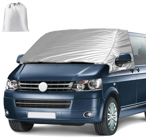 Auto Windschutzscheiben Abdeckung für VW Transporter T5, VW Candy 2010-2020 | Opaltool Silberne Externe Thermo Scheibenabdeckung mit Verdunkelungsfunktion