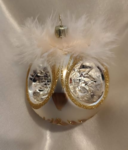 Jingle Bells Lauscha Glaseule rund Gold Ø