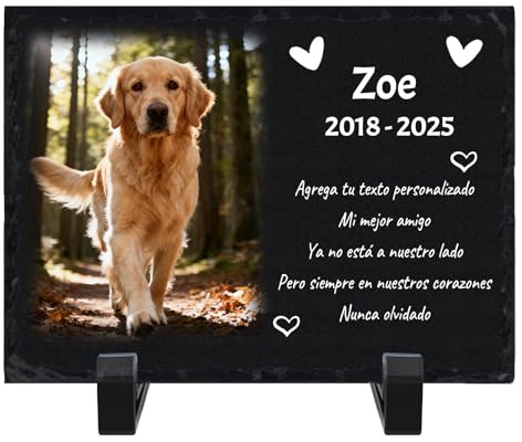 Givelle Marco Conmemorativo para Perros, Placa Personalizada con Foto, Regalo de Simpatía para Mascotas, Piedra Conmemorativa