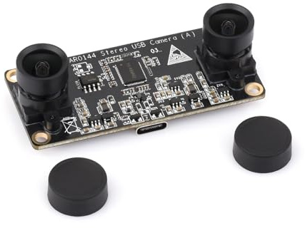 Waveshare AR0144 2MP Stereo USB Camera Module, AR0144 Sensor Chip, USB2.0 Port, Synchronized Same-Frame Output, 52mm line, Featuring Distortion-Free Lenses