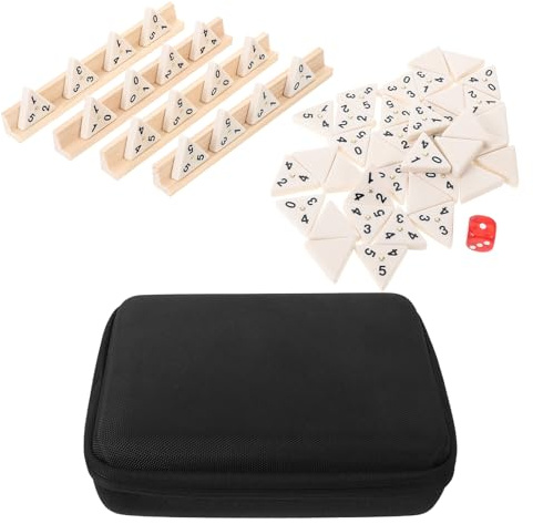 GARVALON Dreieck Domino Spielset mit Halterungen und Reiseetui