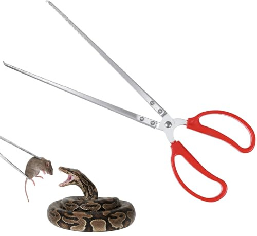 Bremorou Snake Feeding Tongs 14.5 Inch Extra Long Large Stainless Steel Reptile Feeding Tongs Tweezers with Anti-Slip Handle Heavy Duty Crab Tongs for Ball Python Accessories Aquascape Maintenance