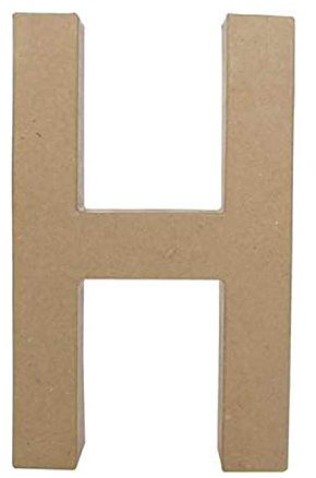 Décopatch AC401O Buchstabe H Fantasie aus Pappmaché, 5 x 22 x 30 cm, zum Verzieren, ideal für Ihre Wohndeko, Kartonbraun
