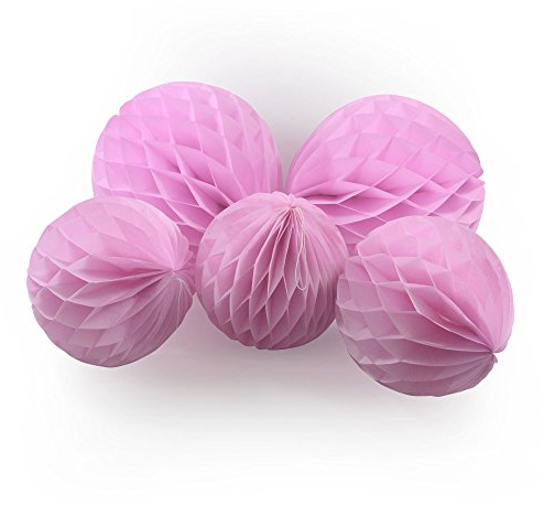 Frau WunderVoll® 5 WABENBÄLLE, PINK/ROSA, 3X Ø20, 2X Ø30 cm/Deko Hochzeit, Seidenpapier, Seiden Blumen, Papierblumen, Geburtstagsdeko, Tischdeko, Hochzeitsdeko, Gartenfest, Garten Party