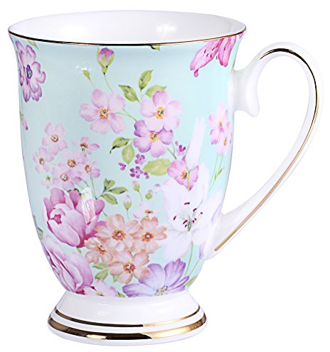 AWHOME Royal Fine Bone China Coffee Mug Assorted colors Tea Cup 11 oz (1, Green)