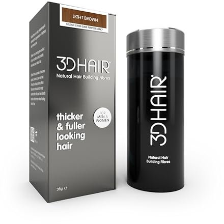 3D Hair Fibres | Hair Powder for Thinning Hair 35g Bottle | Makes Thin Hair Look Thicker in Seconds | Hair Loss Concealer For Women & Men (Light Brown)