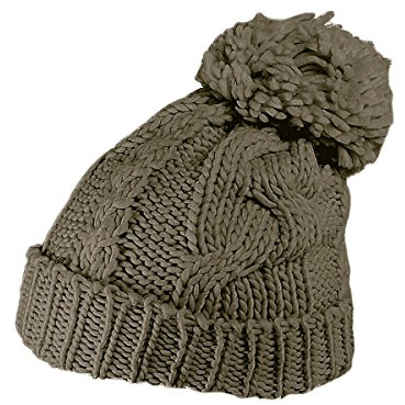 Alsino Pudelmütze Wollmütze - Khaki - Bommelmütze Strickmütze Wintermütze mit Bommel Grobstrick Damen Winddicht SM-132 Khaki