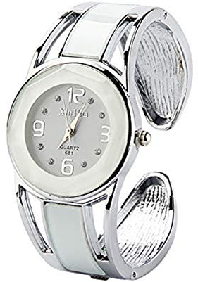 ele ELEOPTION Armband Design Quarz Uhr mit Strass Dial-Edelstahl-Band für Frauen (Weiß)