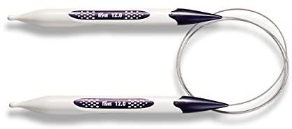 PRYM Rundstricknadel, ergonomisches Design/Nadeln, Kunststoff, Mehrfarbig, 12 mm, 80 cm, Alabasterweiß
