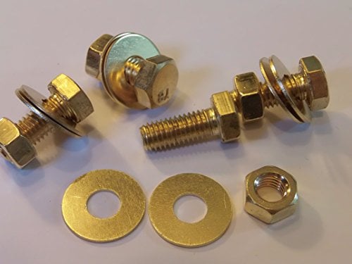 M8X20 BRASS HEX HEAD BOLTS NUTS & WASHERS (PACK 0F 4) BRASS SET SCREWS X4