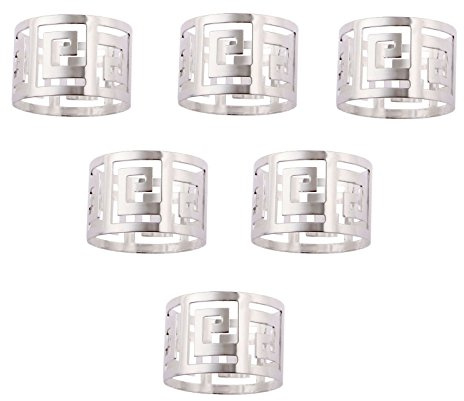 Mtsooning 6PCS Silver Napkin Ring,Metal Napkin Holders for Table Decoration | Napkin Buckle for Holiday Dinners Thanksgiving Party, Wedding Adornment, Table Decoration Accessories