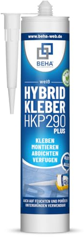 Kleber Hybridkleber Konstruktionskleber Folienkleber MS-Polymer weiß für Fliesen, Ton Granit Marmor Beton Naturstein Eisen Aluminium Zink Kunststoffe Styropor Polyurethan Holz Spanplatten Putz Kork