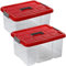 ARTECSIS 2 x Aufbewahrungsboxen aus Plastik 27L 44 x 35 x 24 cm, Drehstapelbox, Eurobox, stapelbar (2, mit Deckel)