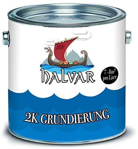 Halvar skandinavische 2-K Grundierung mit Härter im SET grau, schwarz, weiß, Alle RAL Farben möglich! (2,5 L, Grau (RAL 7035))