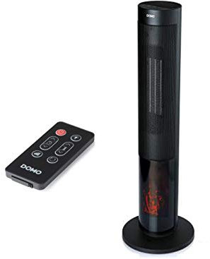 DOMO DO7345H -Keramikheizung mit Timer - Tower design - Kaminfeuer - 2000 W - schwarz