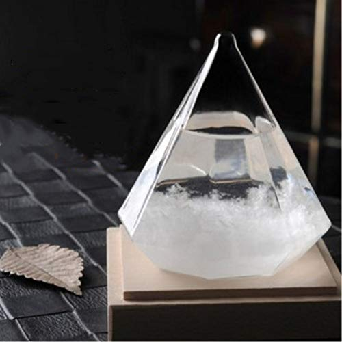 DELIBEST Sturmglas-Wettervorhersage, kreative stilvolle Wetterstation, Vorhersage, Sturmglasflaschen, Barometer, Desktop-Dekoration, Handwerk (großer Diamant + Basis)