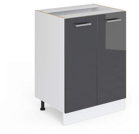 Vicco Mueble bajo de Cocina R-Line, Antracita Alto Brillo/Blanco, 60 cm sin encimera