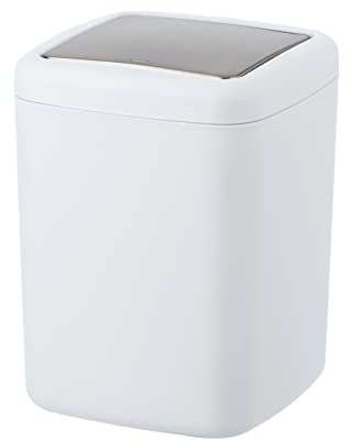 WENKO Schwingdeckeleimer Mod. Barcelona S, 3 Liter Fassungsvermögen, Tisch-Abfallbehälter mit Deckel für Küche & Esszimmer, kleiner Kosmetikeimer aus Spezialkunststoff, BPA-frei, 15 x 20 x 15 cm, Weiß