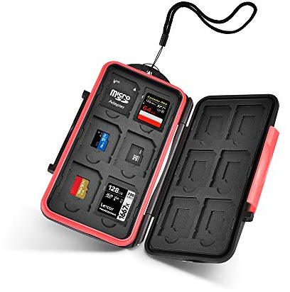 UTEBIT SD Card Holder Water-Resistant Memory Card Carrying Cases Professional Anti-shock SD Card Case Mass Storage Memory Card Case Lanyard for 12 SD Cards + 12 Micro SD TF Cards