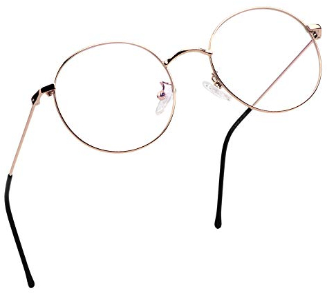 LifeArt Lese von Gläsern | Blaulichtfilter Brille Frauen | Computerbrille Männer | Runde Metallgestell Anti-Augen-Müdigkeit Gläsern (Roségold, 1.50 Vergrößerung